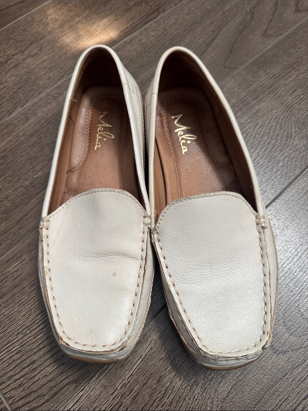 Women's Cream Leather Moccasin Loafers